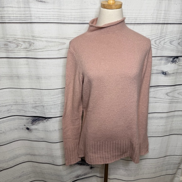 Magaschoni thin soft light pink mock neck sweater - Picture 1 of 6